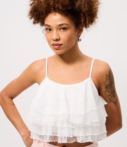 Blusa Alcinha em Tule com Babados e Texturização em Poás