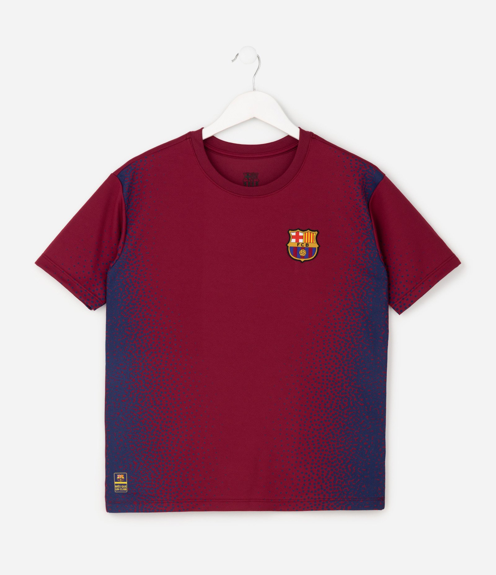 Camiseta Infantil com Efeito Degradê e Estampa Barcelona - Tam 5 a 14 Anos Bordô 2