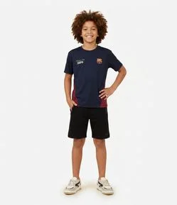 Camiseta Comfort Infantil Esportiva com Estampa Barcelona - Tam 5 a 14 Anos