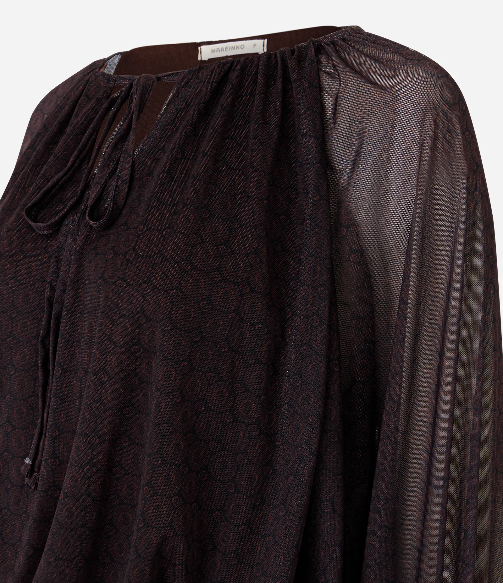 Blusa Balonê em Tule com Estampa Abstrata Marrom 2