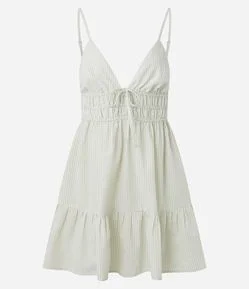 Vestido Curto Xadrez com Franzido e Amarração Frontal
