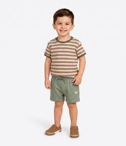 Camiseta Infantil Em Algodão Listradinha - Tam 1 a 6 Anos