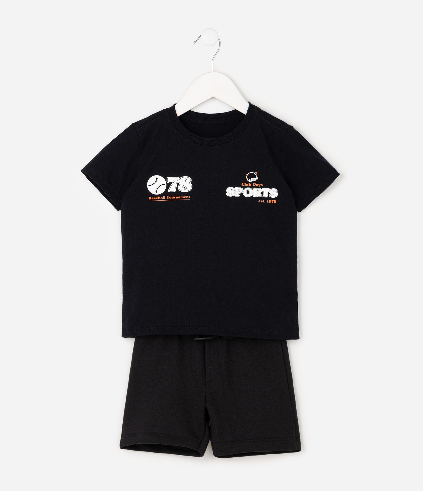 Conjunto Infantil Em Algodão Estampada - Tam 1 a 6 Anos Preto 1