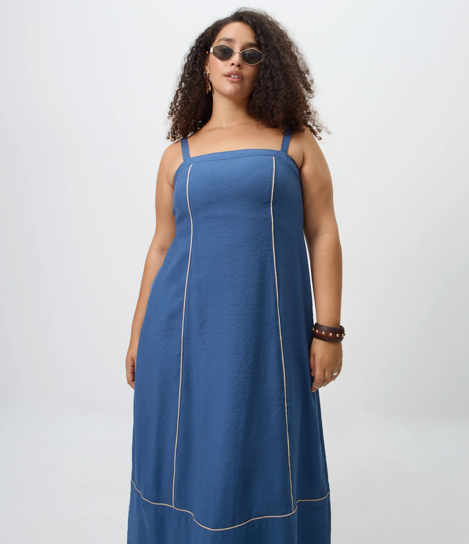 Vestido Midi em Viscose com Estampa Étnico Curve & Plus Size Azul 2