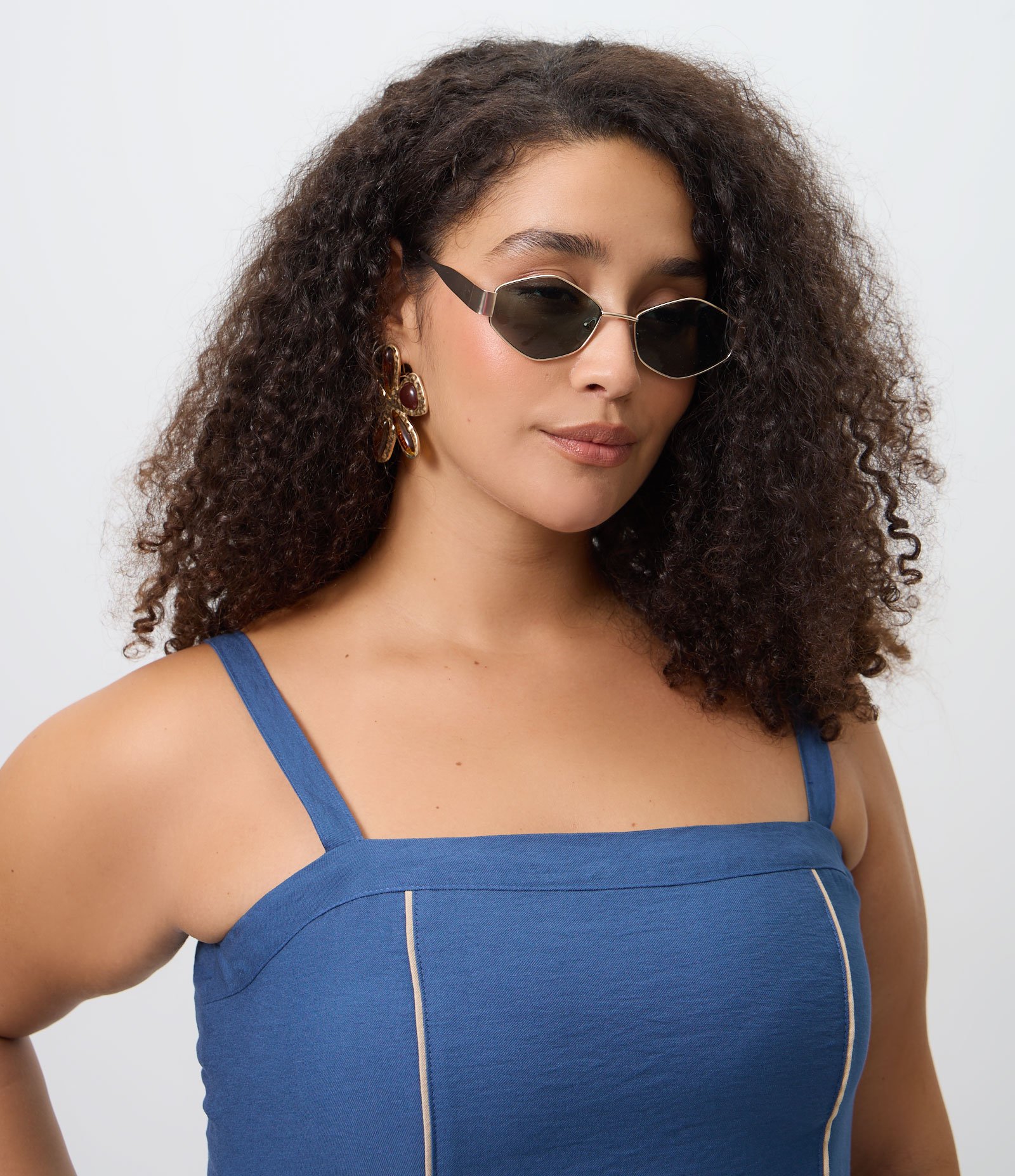 Vestido Midi em Viscose com Estampa Étnico Curve & Plus Size Azul 3