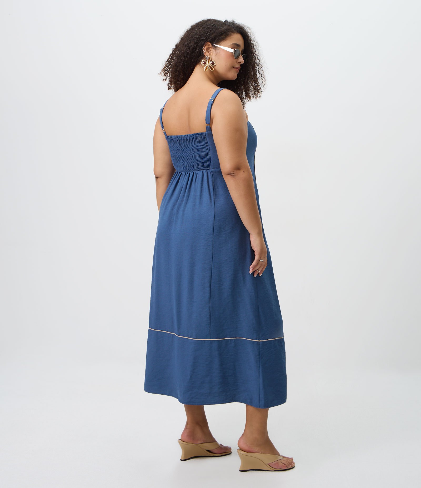 Vestido Midi em Viscose com Estampa Étnico Curve & Plus Size Azul 4