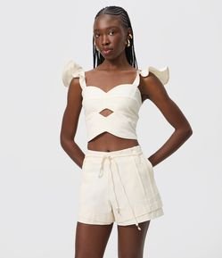 Short em Bengaline com Faixa para Amarração