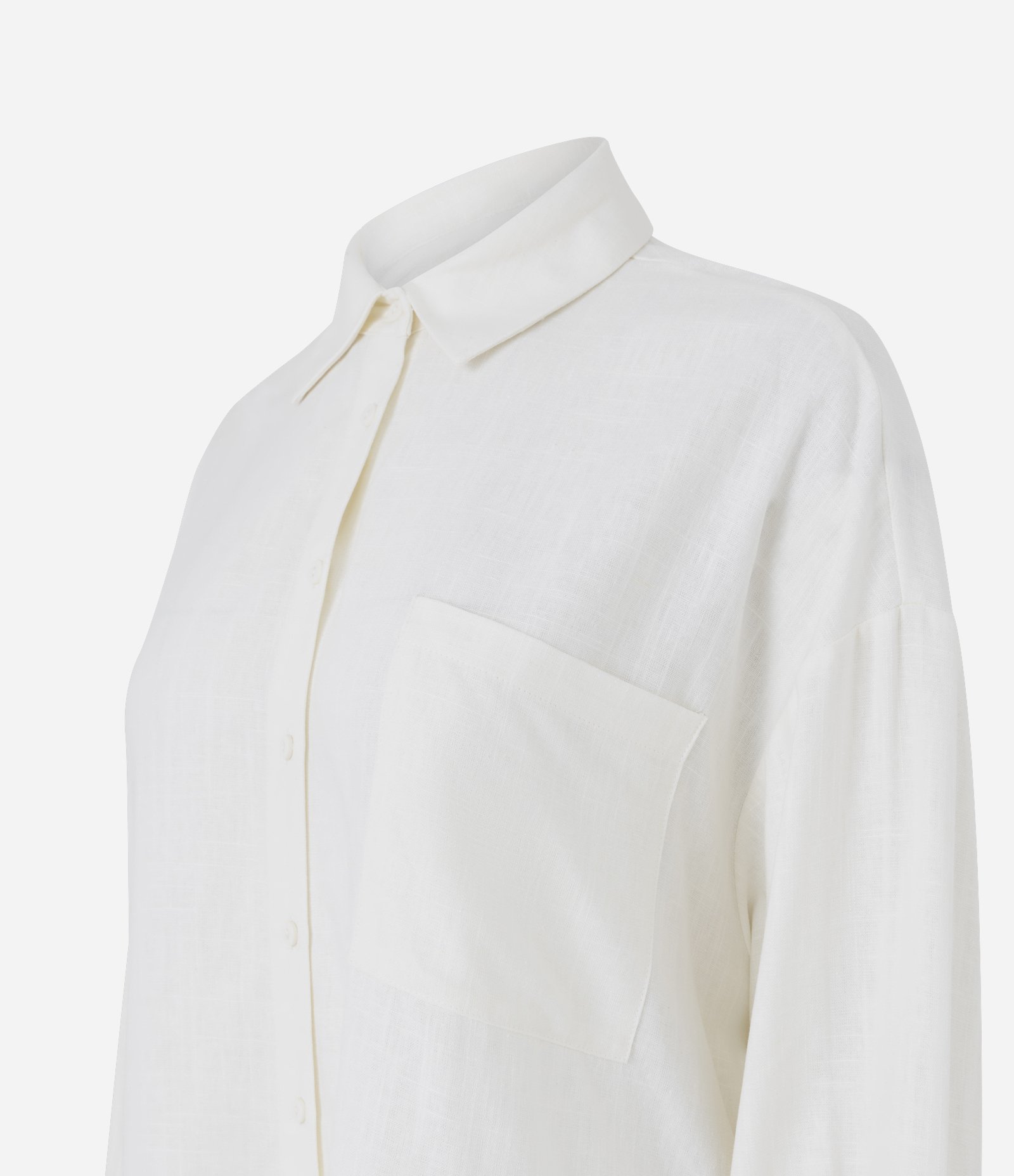 Camisa Mullet em Viscolinho com Bolso Frontal Off White 6