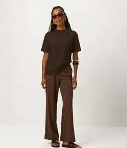 Blusa em Algodão Peruano Interlock com Gola Redonda