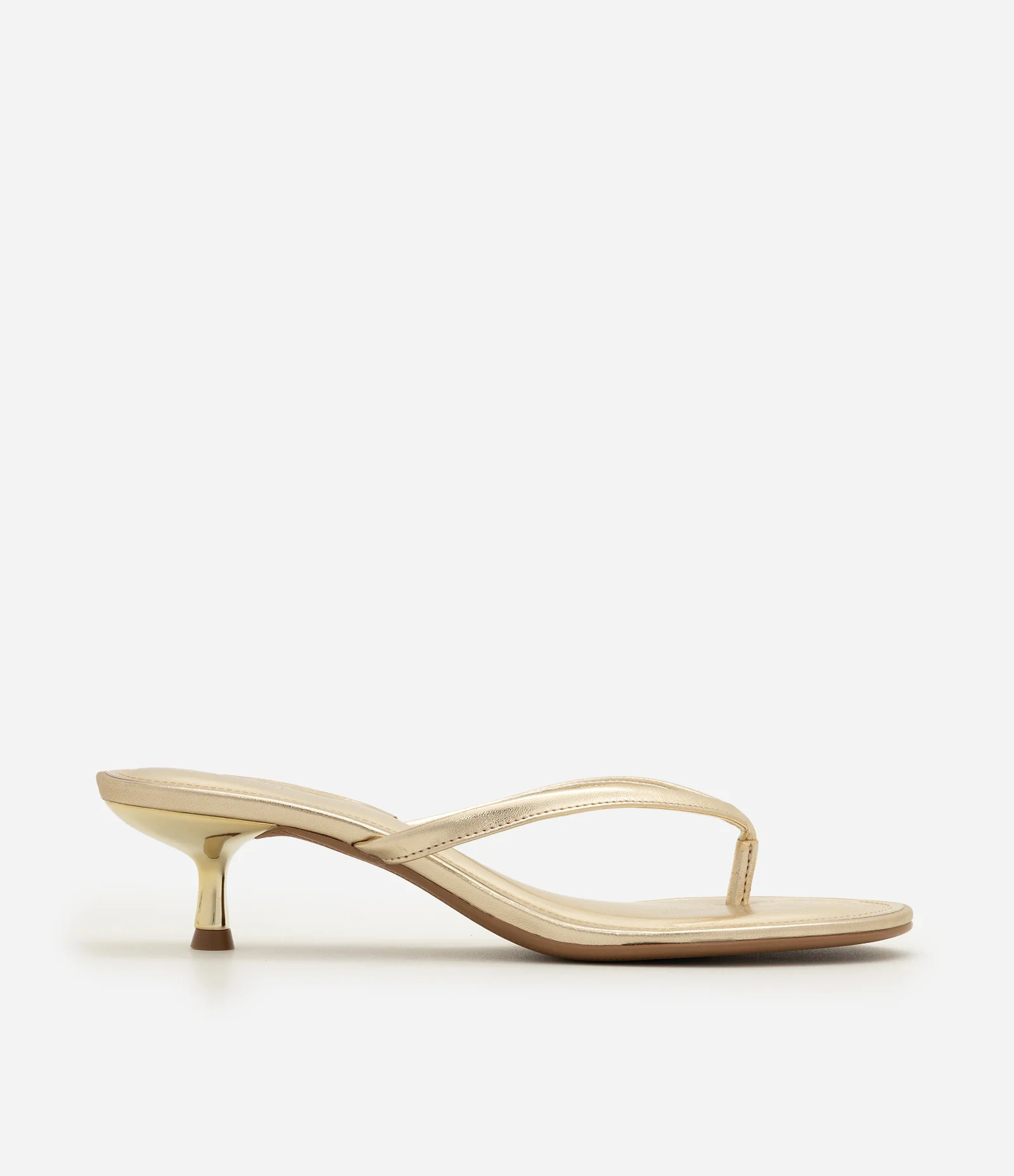 Sandália  Kitten Heel em PU Dourado 2