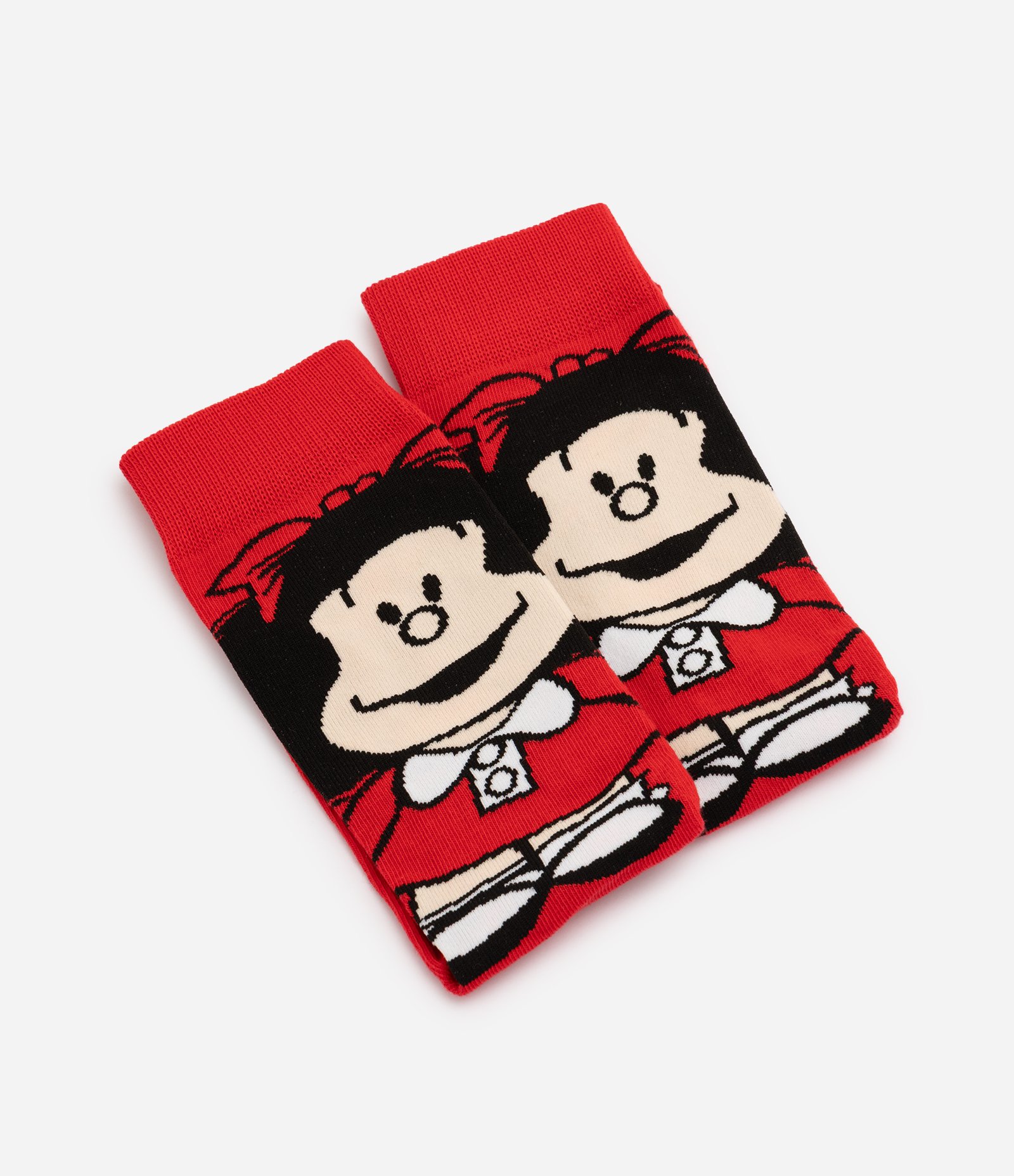 Meia Cano Longo em Algodão com Estampa da Mafalda Vermelho 4