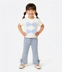 Calça Infantil Flare Jeans com Lacinho Aplicado – Tam 1 a 6 Anos