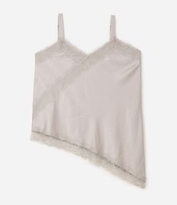 Blusa Alongada em Cetim com Renda Curve & Plus Size