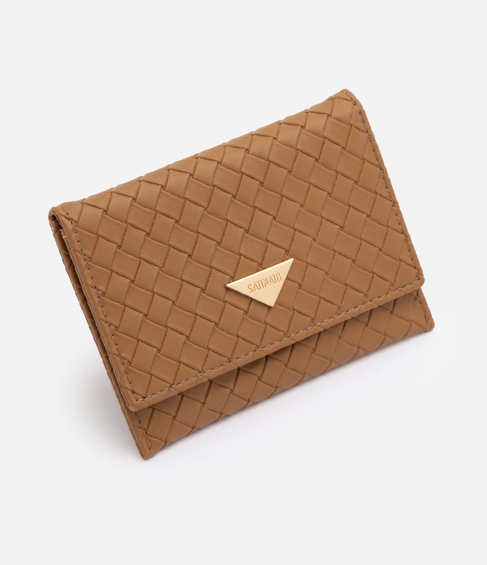 Carteira Envelope Pequena em PU Texturizado Marrom 1