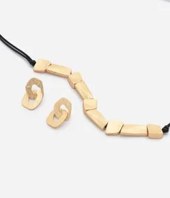 Conjunto com Colar em Cordão e Brincos Orgânicos