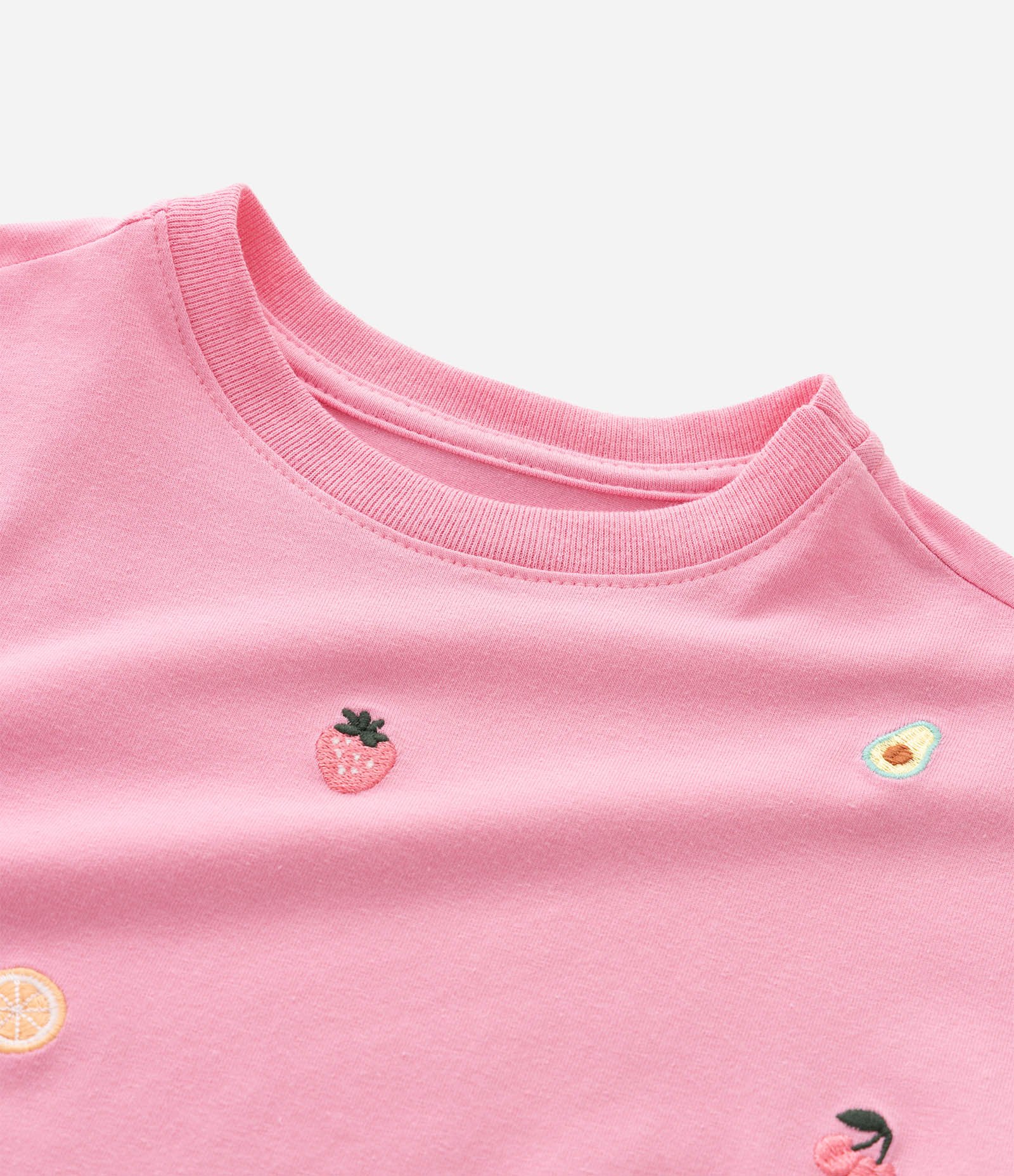 Blusa Comfort Infantil com Bordado de Frutinhas – Tam 1 a 6 Anos Rosa Claro 5