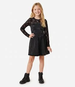 Vestido Infantil em Jeans com Alças Finas e Cintura em V - Tam 5 a 16 Anos