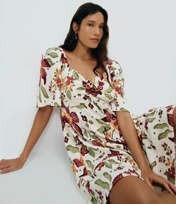 Vestido Curto em Viscose com Estampa Floral