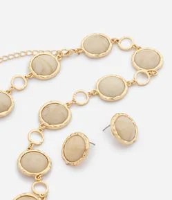 Conjunto de Colar e Brincos com Resina