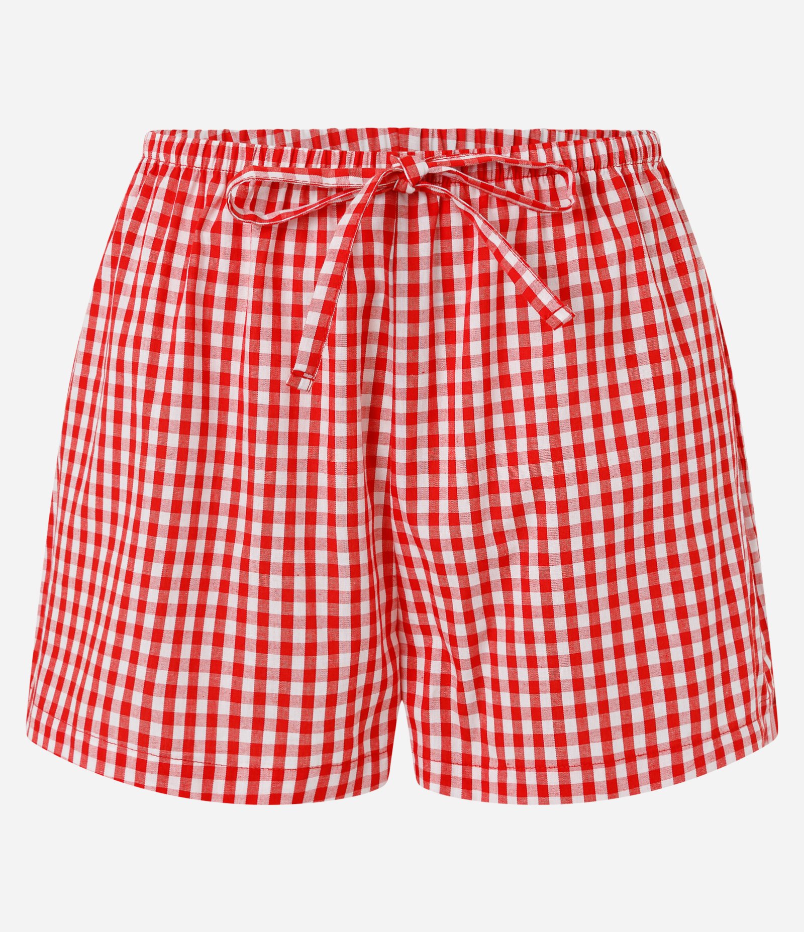 Short de Pijama em Tricoline Xadrez com Amarração e Saquinho Vermelho 6