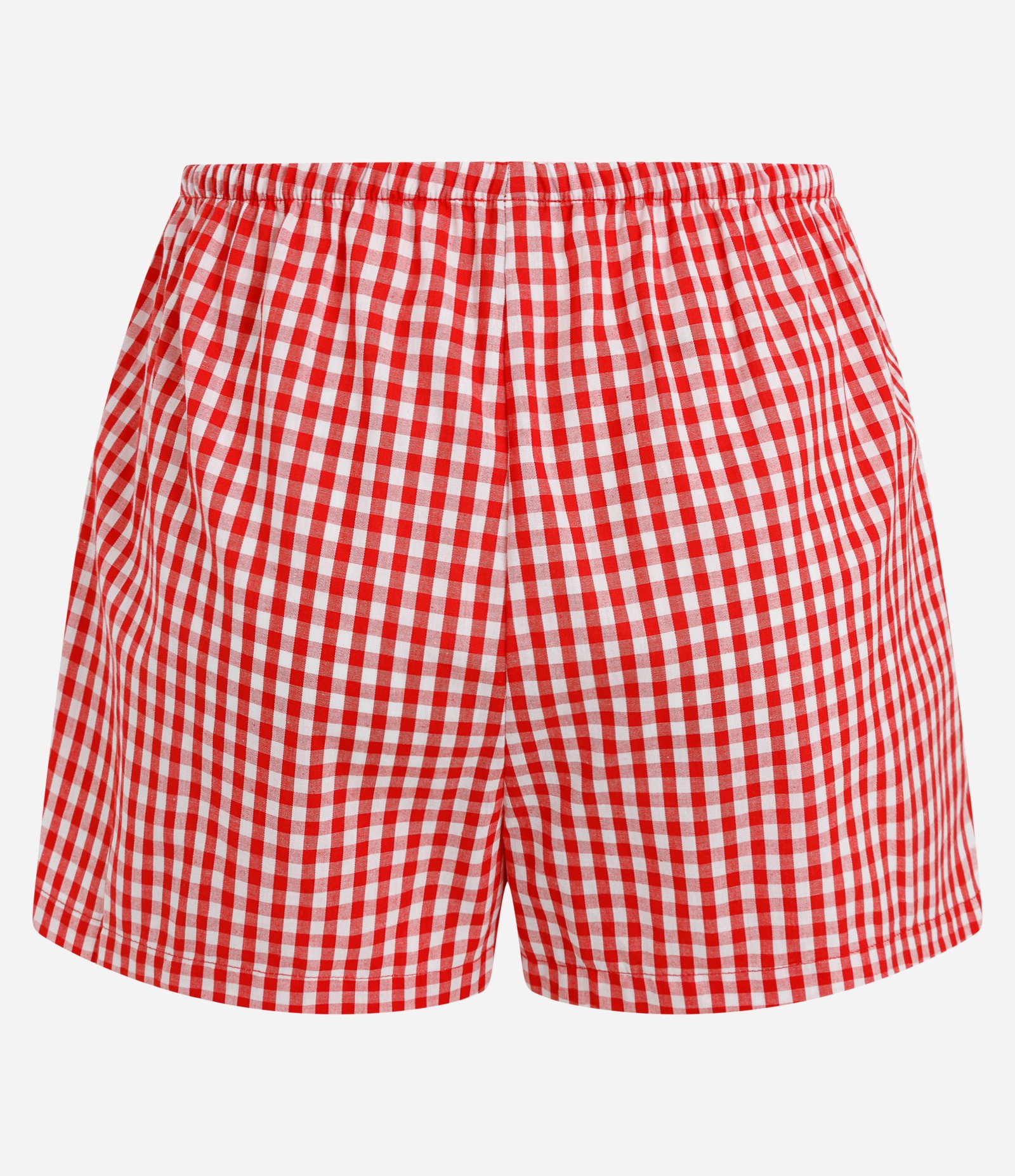 Short de Pijama em Tricoline Xadrez com Amarração e Saquinho Vermelho 7