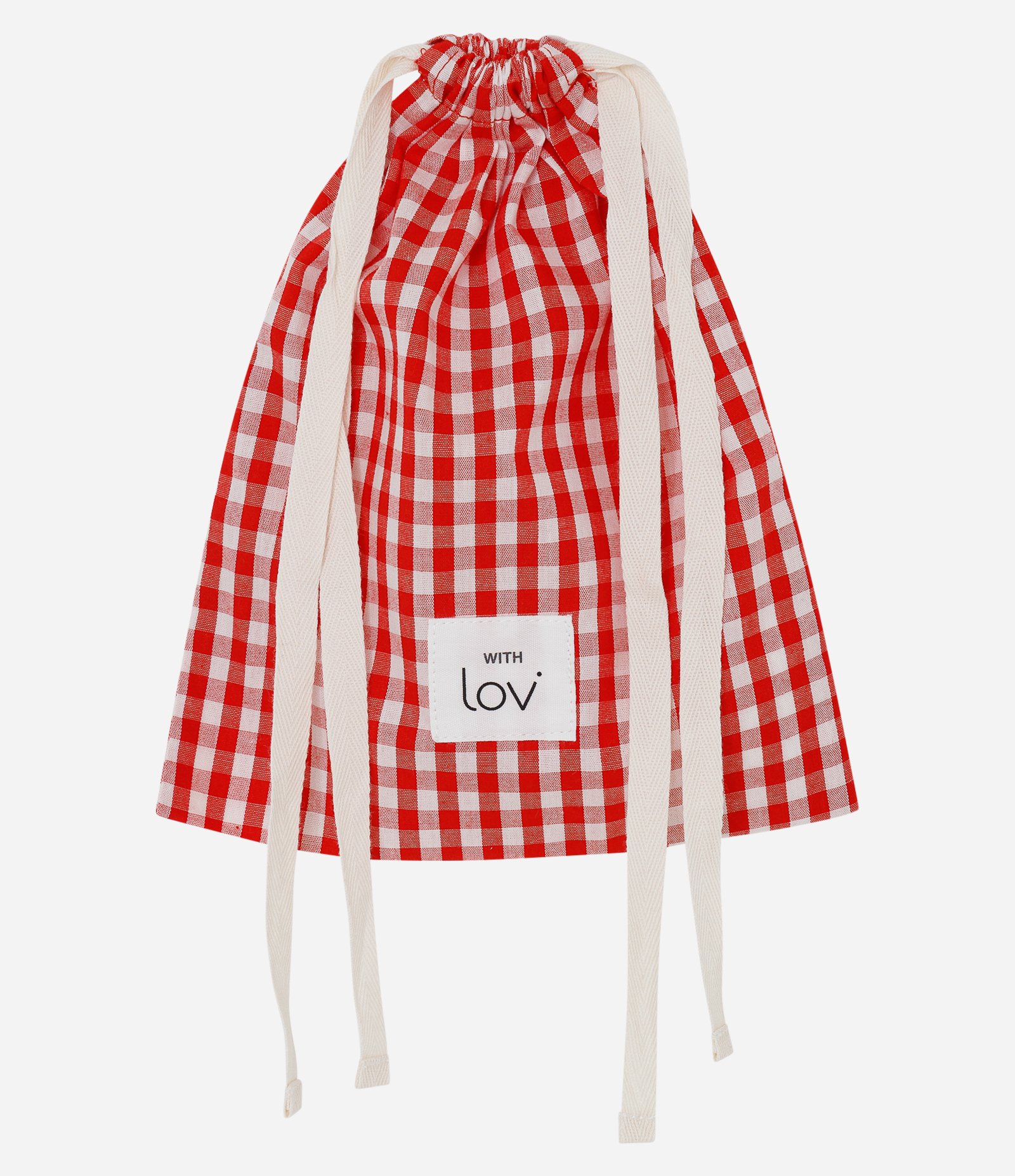 Short de Pijama em Tricoline Xadrez com Amarração e Saquinho Vermelho 8