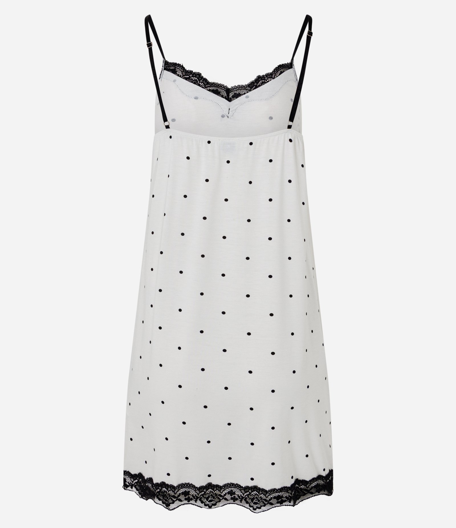 Camisola em Viscolycra com Estampa Poá e Renda Branco 3