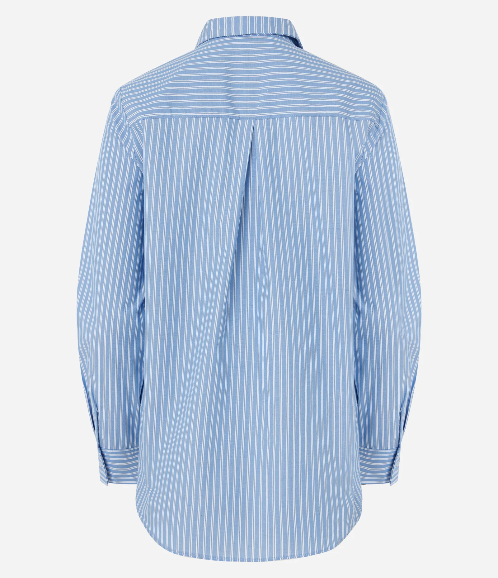 Camisa em Tricoline com Abotoamento e Estampa de Listras em Fio Tinto Azul 2