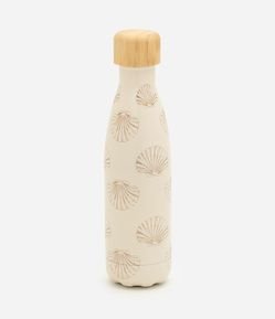 Garrafa com Tampa de Bambu e Estampa de Conchas 750ml
