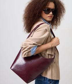 Bolsa Hobo Grande em PU com Necessaire Removível