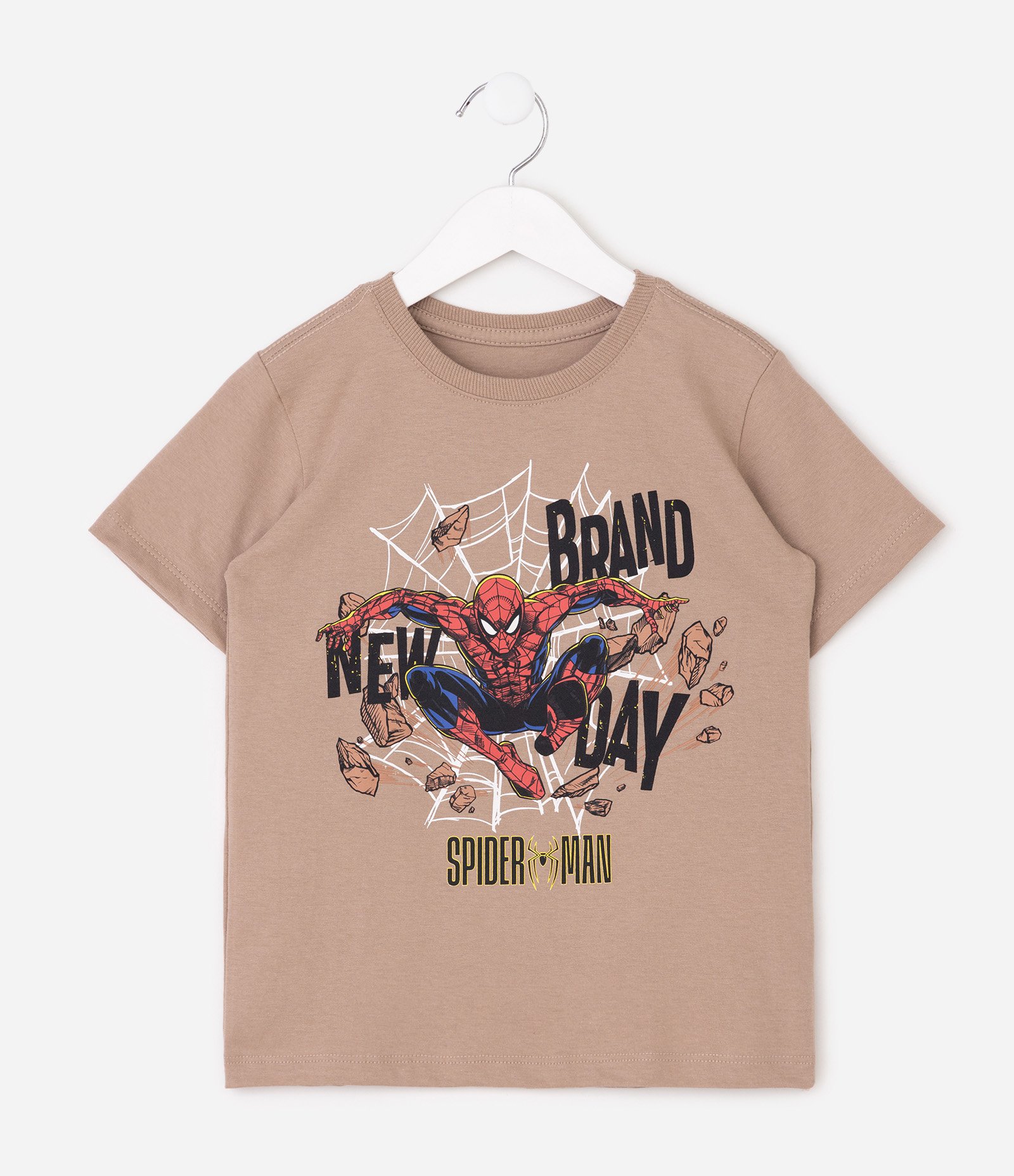 Camiseta em Algodão com Estampa Spider Man Brand New Day - Tam 4 a 12 Anos Marrom 1
