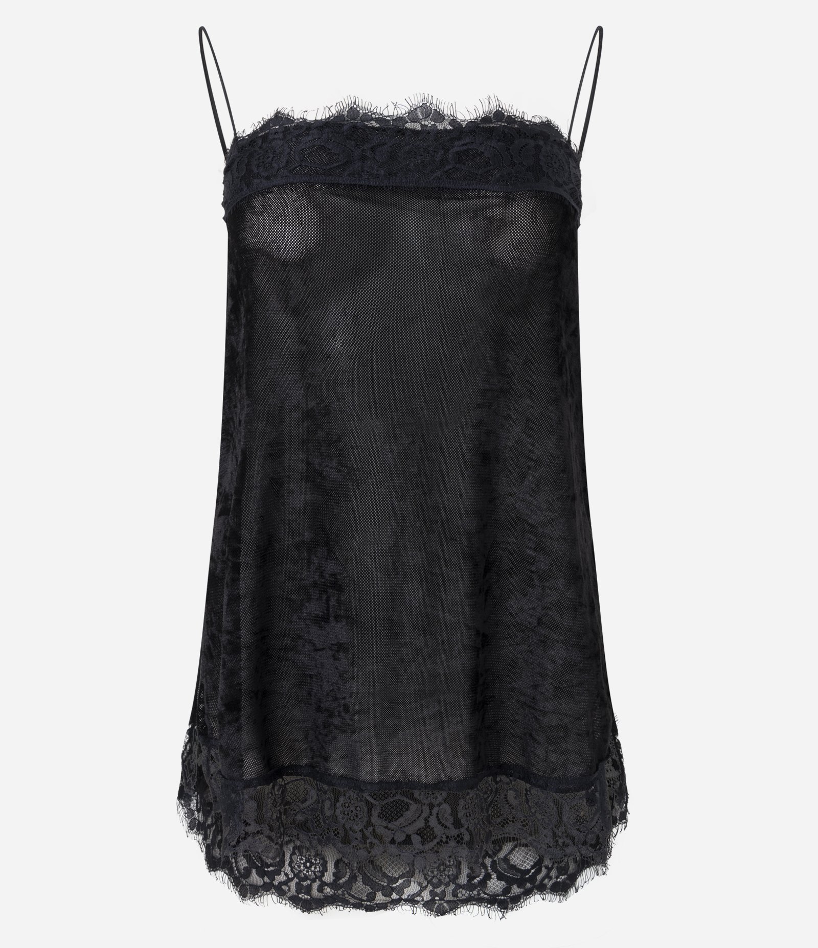 Blusa em Tule Texturizado com Efeito Veludo e Detalhe em Renda Preto 5