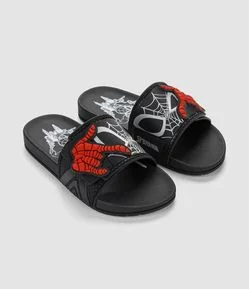 Chinelo Infantil Homem-Aranha Slide com Velcro e Aplique - Tam 23 ao 34