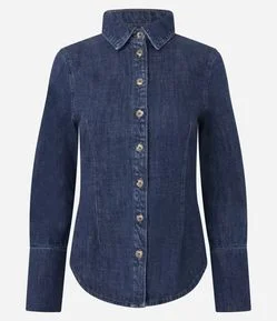 Camisa em Jeans com Botões e Punhos Alongados
