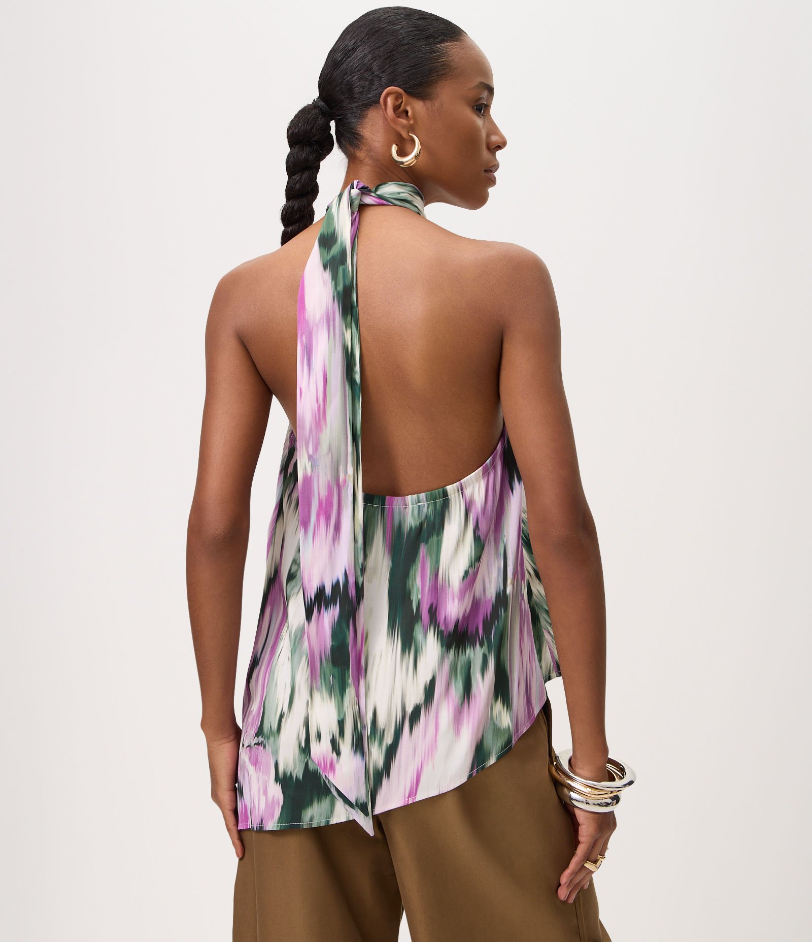 Blusa Halter Neck Assimétrica com Estampa Abstrata Multicores 4