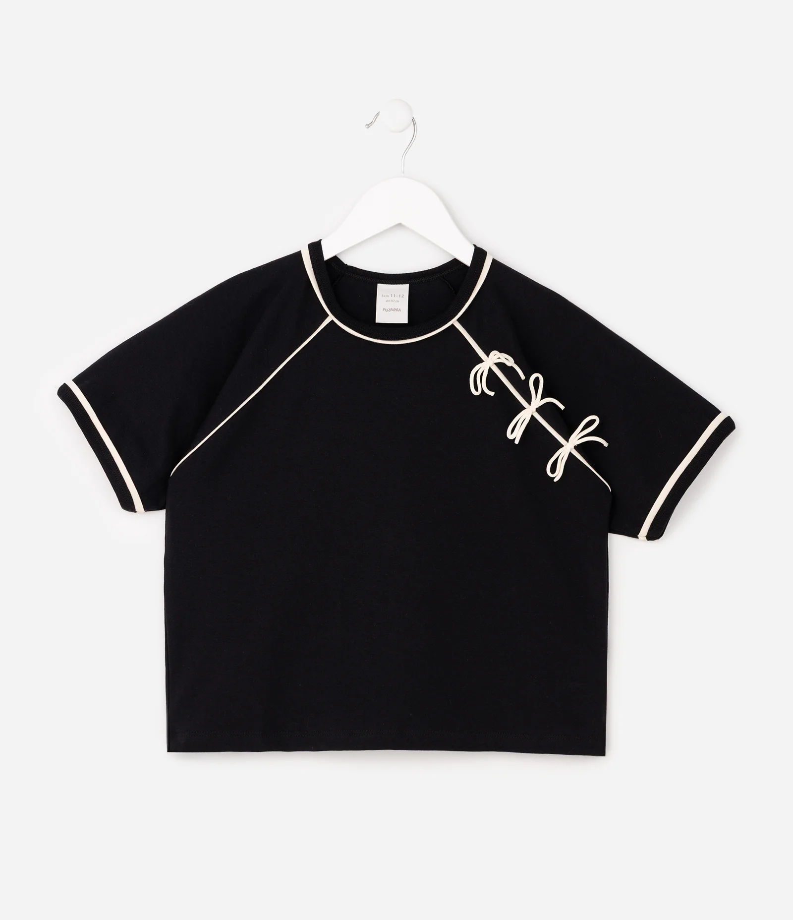 Camiseta Infantil com Laços Aplicados – Tam 5 a 14 Anos Preto 2