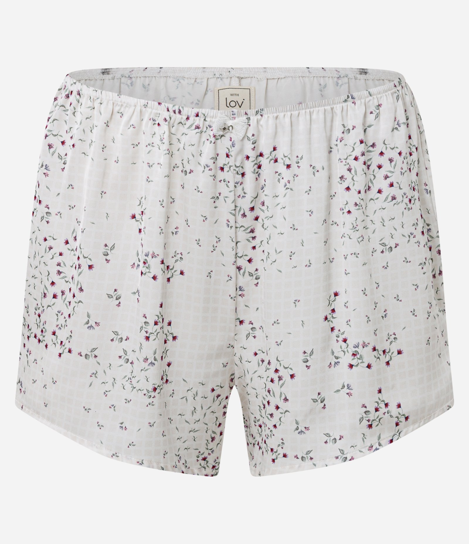 Pijama Curto Americano em Cetim com Estampa Floral e Frisos Cinza 7