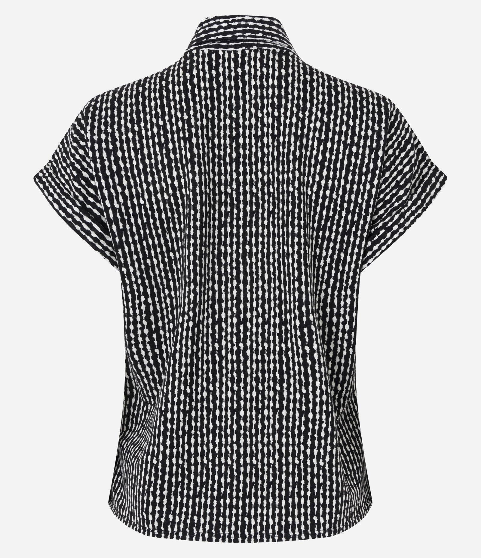 Blusa em Piquet com Estampa Abstrata e Fechamento por Botões Preto 7
