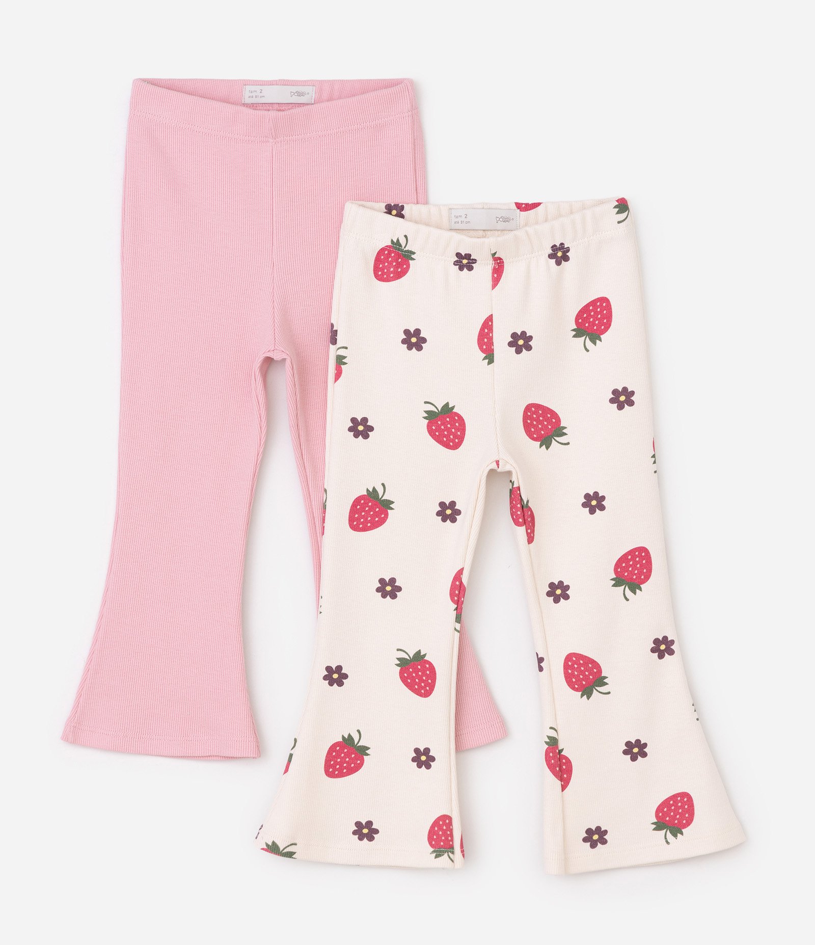 Kit 2 Peças de Calça Flare em Ribana - Tam 1 a 6 Anos Rosa 1