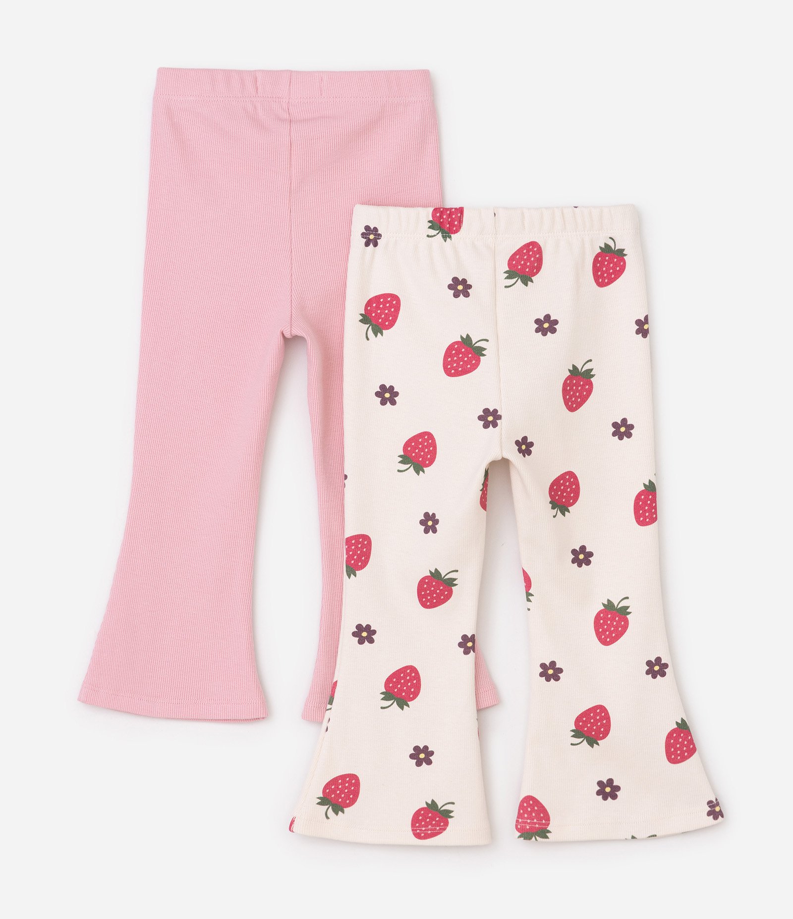 Kit 2 Peças de Calça Flare em Ribana - Tam 1 a 6 Anos Rosa 2