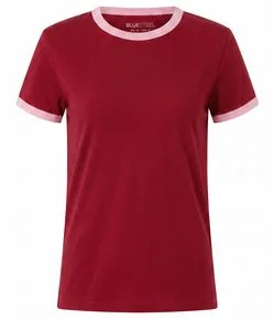 Blusa Baby Look em Algodão Peruano com Gola Contrastantes