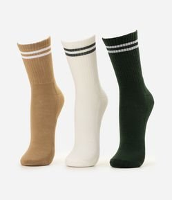 Kit 3 Meias Cano Alto Esportiva