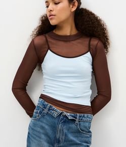 Blusa de Alcinha em Algodão com Detalhes Contrastantes
