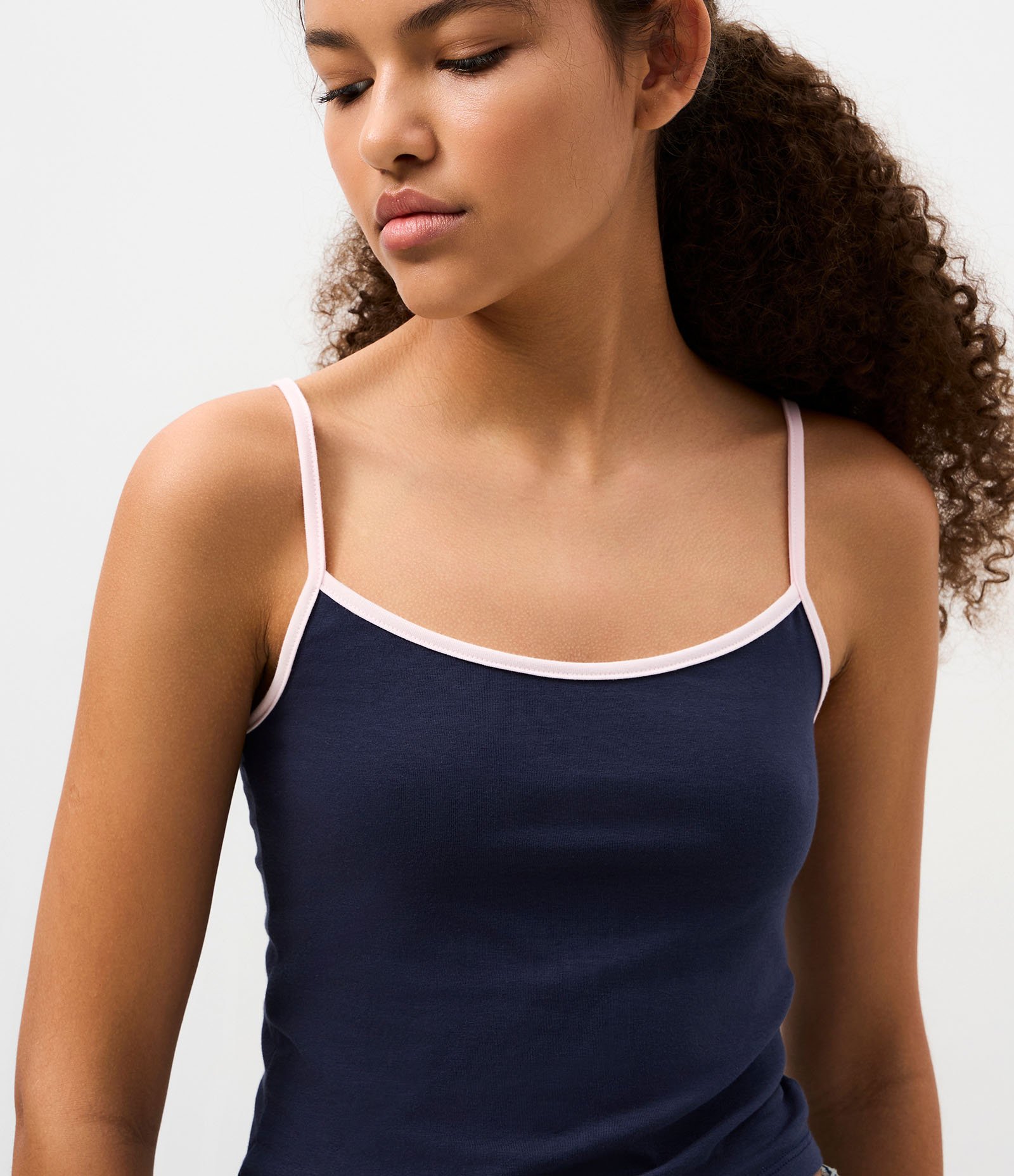 Blusa de Alcinha em Algodão com Detalhes Contrastantes Azul 4