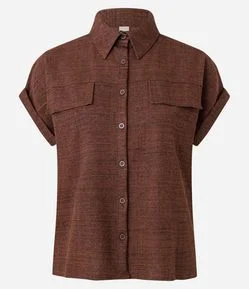 Blusa em Piquet Texturizada com Bolsos Frontais