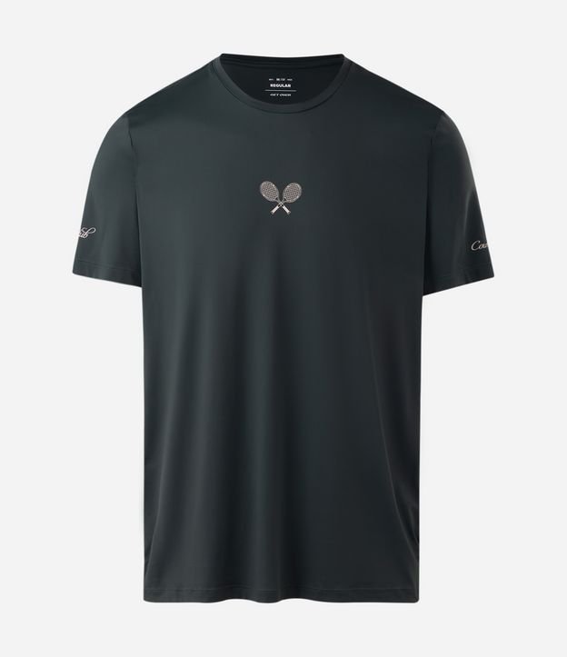 Camiseta Dry Esportiva em Poliamida com Estampa de Tênis