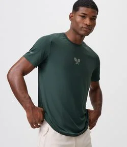 Camiseta Dry Esportiva em Poliamida com Estampa de Tênis