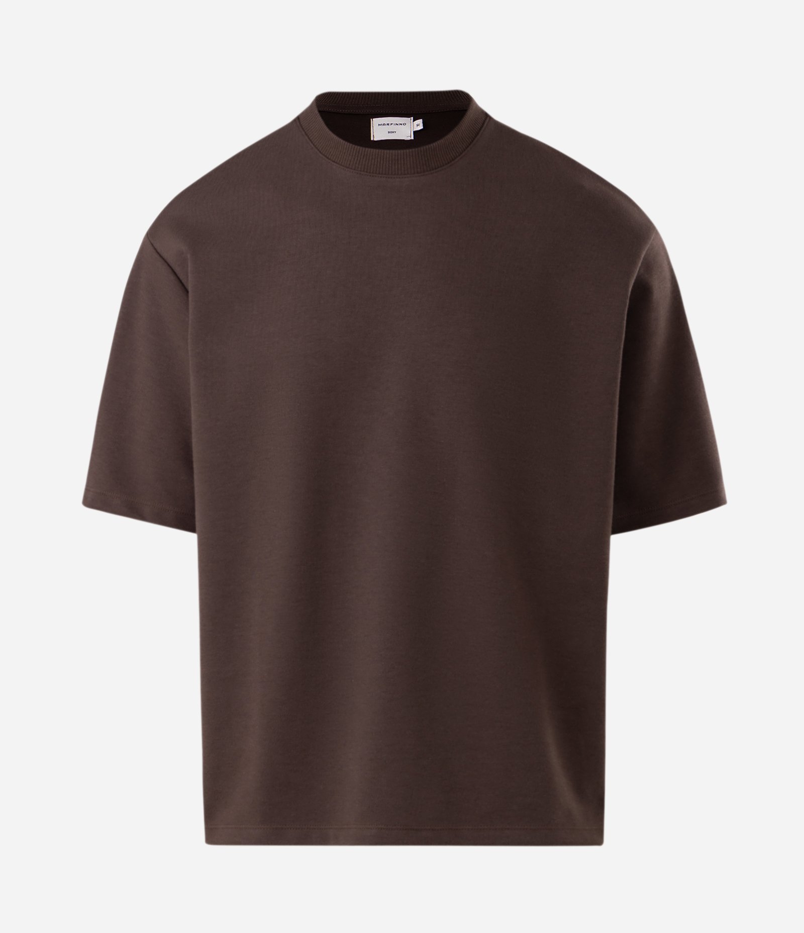 Camiseta Boxy em Suedine com Bordado nas Costas Marrom 1