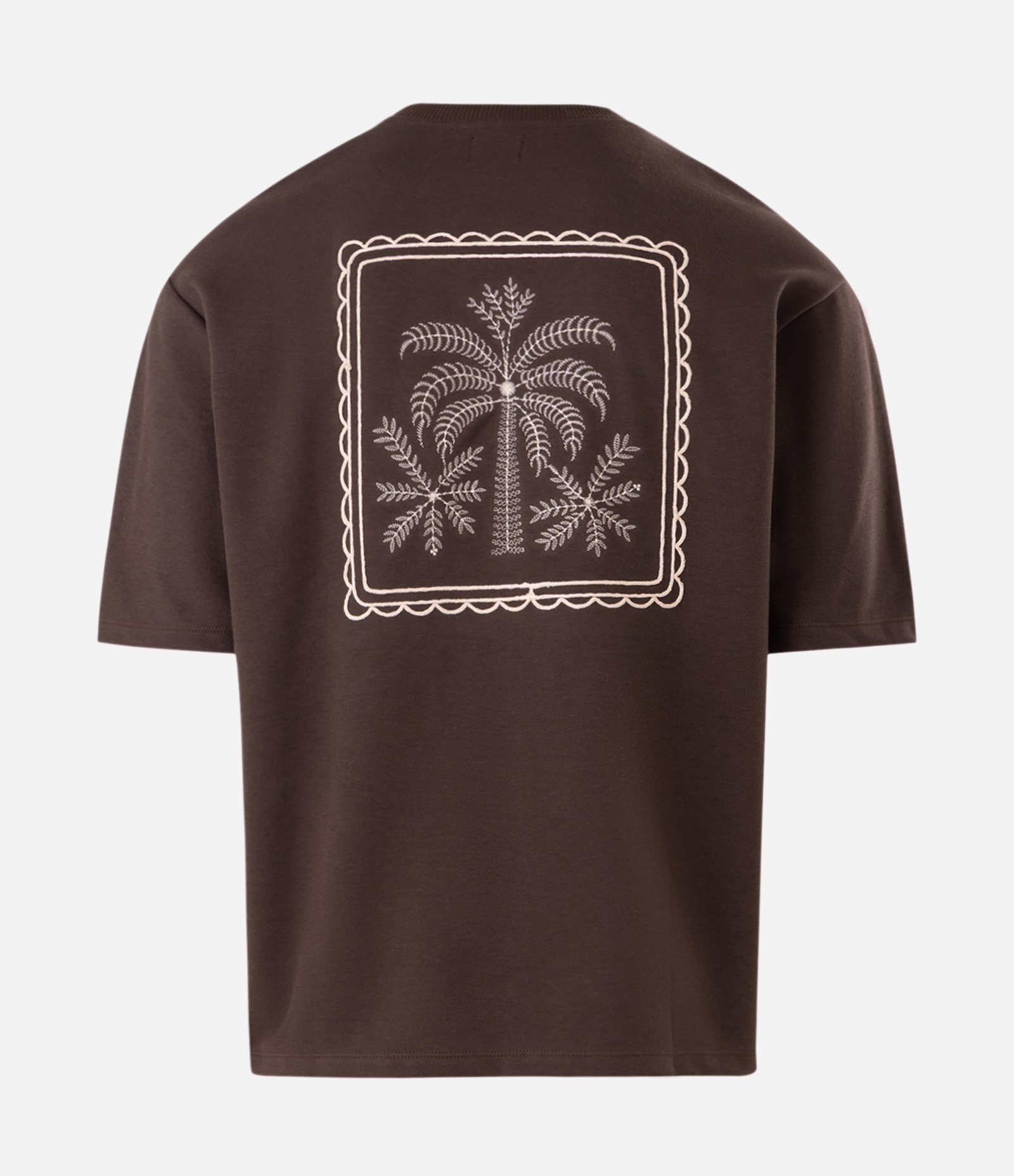 Camiseta Boxy em Suedine com Bordado nas Costas Marrom 2