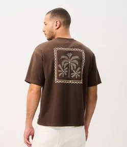 Camiseta Boxy em Suedine com Bordado nas Costas